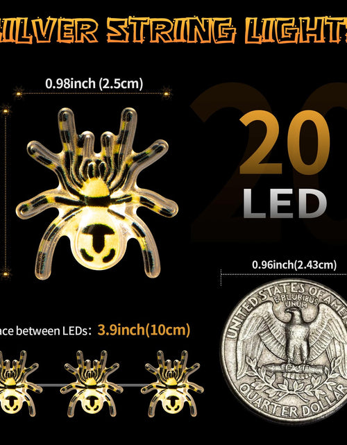 Load image into Gallery viewer, Joygoods Halloween Spider String Lights 7ft 20 LED Warm White Battery 2 Pack
