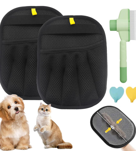 Kinhzrude Pet Hair Remover Gloves, Electrostatic, Reusable, 2 Pack