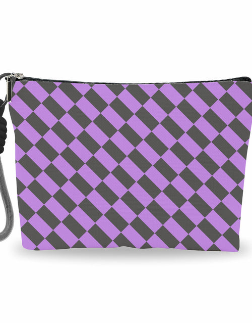 Load image into Gallery viewer, luixd Cosmetic Makeup Bag Travel Pouch Organizer Black Purple Checkerboard
