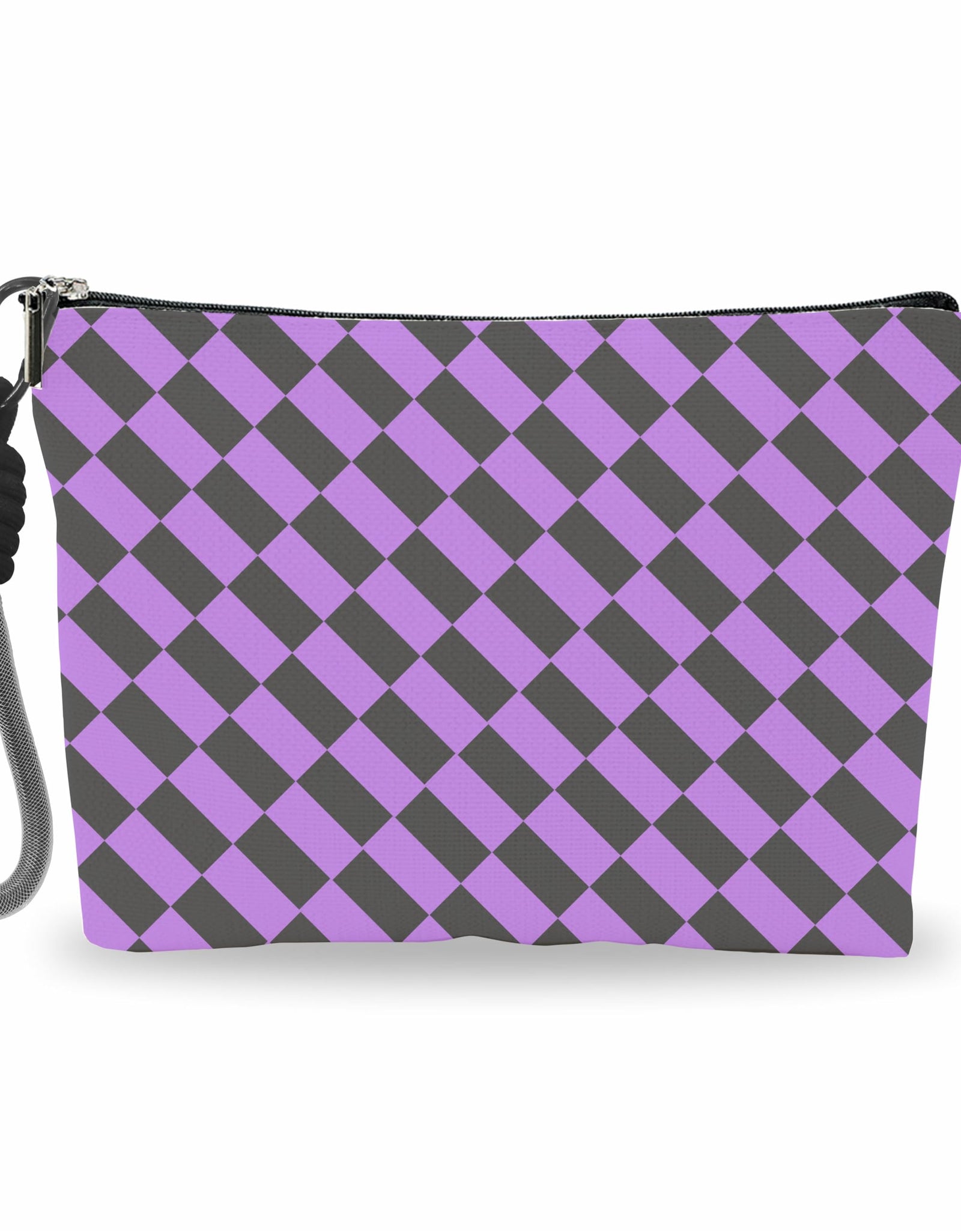 luixd Cosmetic Makeup Bag Travel Pouch Organizer Black Purple Checkerboard