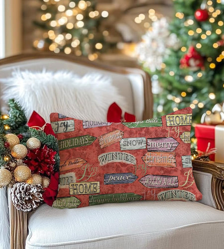 RABUSOFA Christmas Pillow Cover Red Lumbar Cushion 12x20 Inch Pack of 1