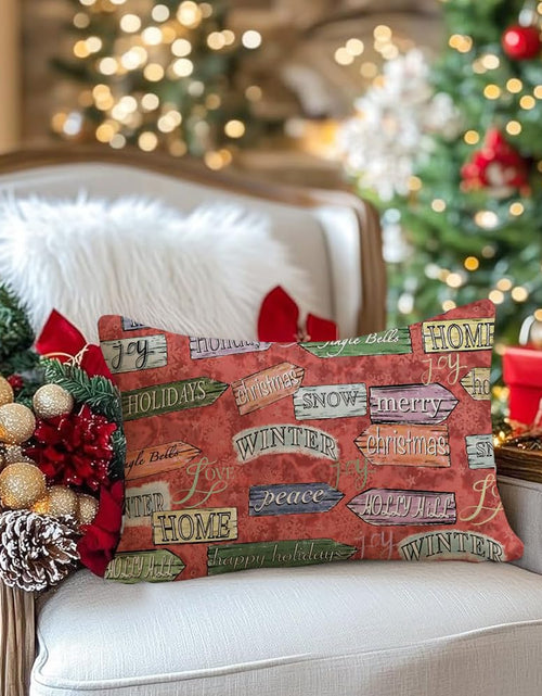 Load image into Gallery viewer, RABUSOFA Christmas Pillow Cover Red Lumbar Cushion 12x20 Inch Pack of 1
