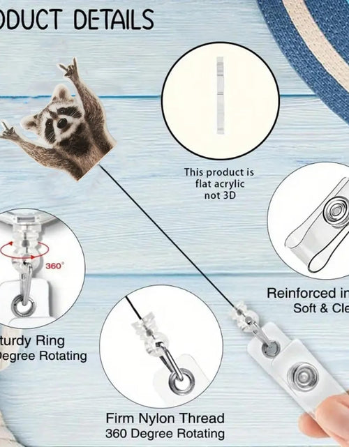 Load image into Gallery viewer, Generic Funny Raccoon Retractable Acrylic Alligator Badge Reel Clip
