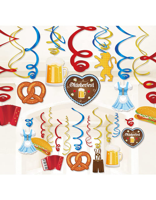 Load image into Gallery viewer, Generic Munich Oktoberfest Swirl Decorations Gold PVC Party Hanging Streamers
