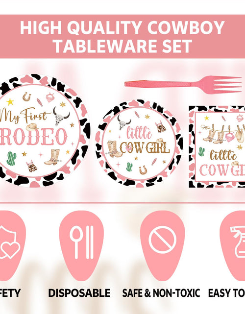 Load image into Gallery viewer, JOYHAPISTAR First Rodeo Birthday Party Supplies Set 120PCS Pink Rustic
