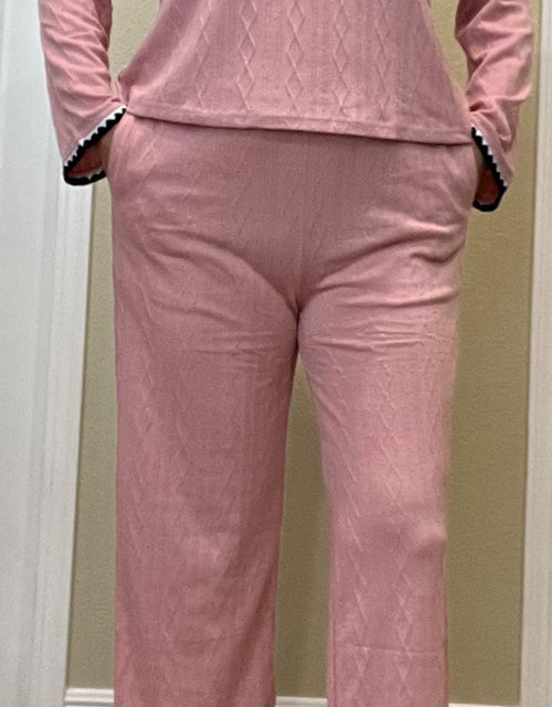 Load image into Gallery viewer, GUOLEZEEV Womens 2 Piece Lounge Set Long Sleeve Color Block Pajamas Pink XL
