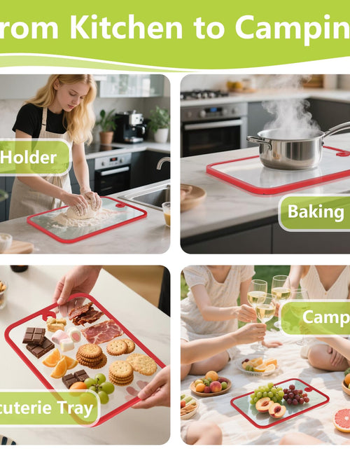 Load image into Gallery viewer, HORIBND Glass Cutting Board Set 2pcs Clear 15x10 Non-Slip Dishwasher Safe
