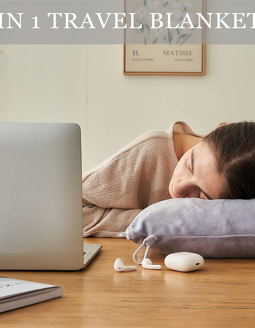Load image into Gallery viewer, Commollis 2-in-1 Travel Blanket &amp; Pillow Lightgray Compact Warm All-Season
