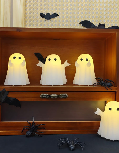 Load image into Gallery viewer, Nafhone Halloween Ghost Flameless LED Candles 4 Pack Real Wax White 8x7cm

