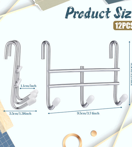 Dimeho 12pcs 3 Hook Wire Shelving Attachment Silver 3.74x3.27x1.38in