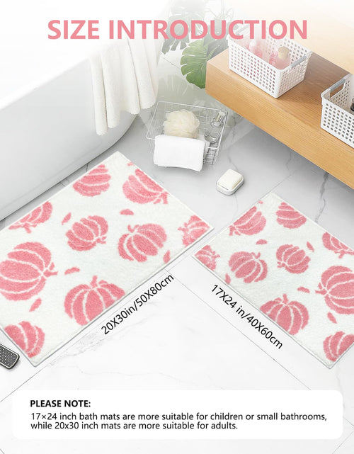 Load image into Gallery viewer, Aprophic Pink Pumpkin Bath Mat Fall Non Slip Microfiber Bathroom Rug 17x24
