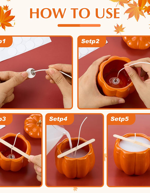 Load image into Gallery viewer, Sliner 2 Pcs 7oz Ceramic Pumpkin Jar Candle Holder Orange Fall Decor
