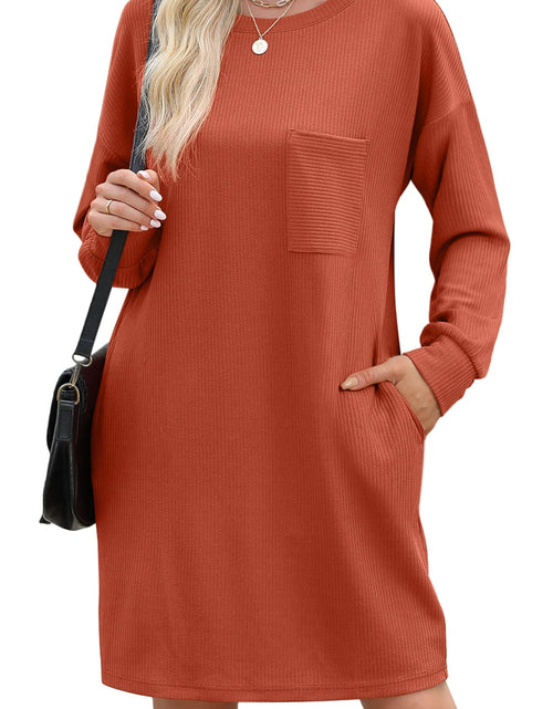 Load image into Gallery viewer, WIHOLL Fall Long Sleeve Mini Dress with Pockets Caramel Size L
