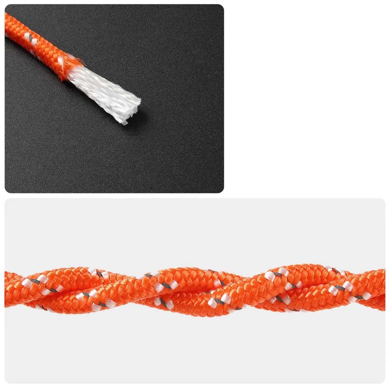 Dokumaru 8mm x 10m Outdoor Rope with Hook Orange Marine Camping Hiking