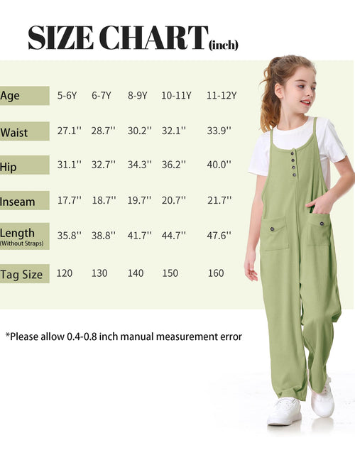 Load image into Gallery viewer, Rolanko Girls Jumpsuit Spaghetti Strap Romper Wide Leg Pockets Green Size 10-11Y
