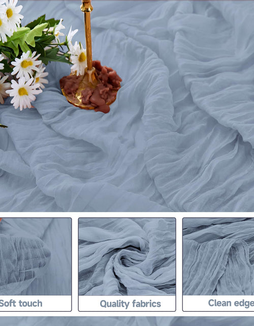 Load image into Gallery viewer, ZKPMJH 6PCS Dusty Blue Cheese Cloth Table Runner 35x120in Rustic Sheer
