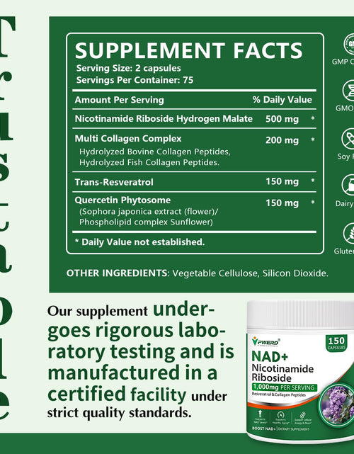 Load image into Gallery viewer, BestBy02/27 PWERD NAD+ Trans Resveratrol 1000mg 150 Capsules Supplement
