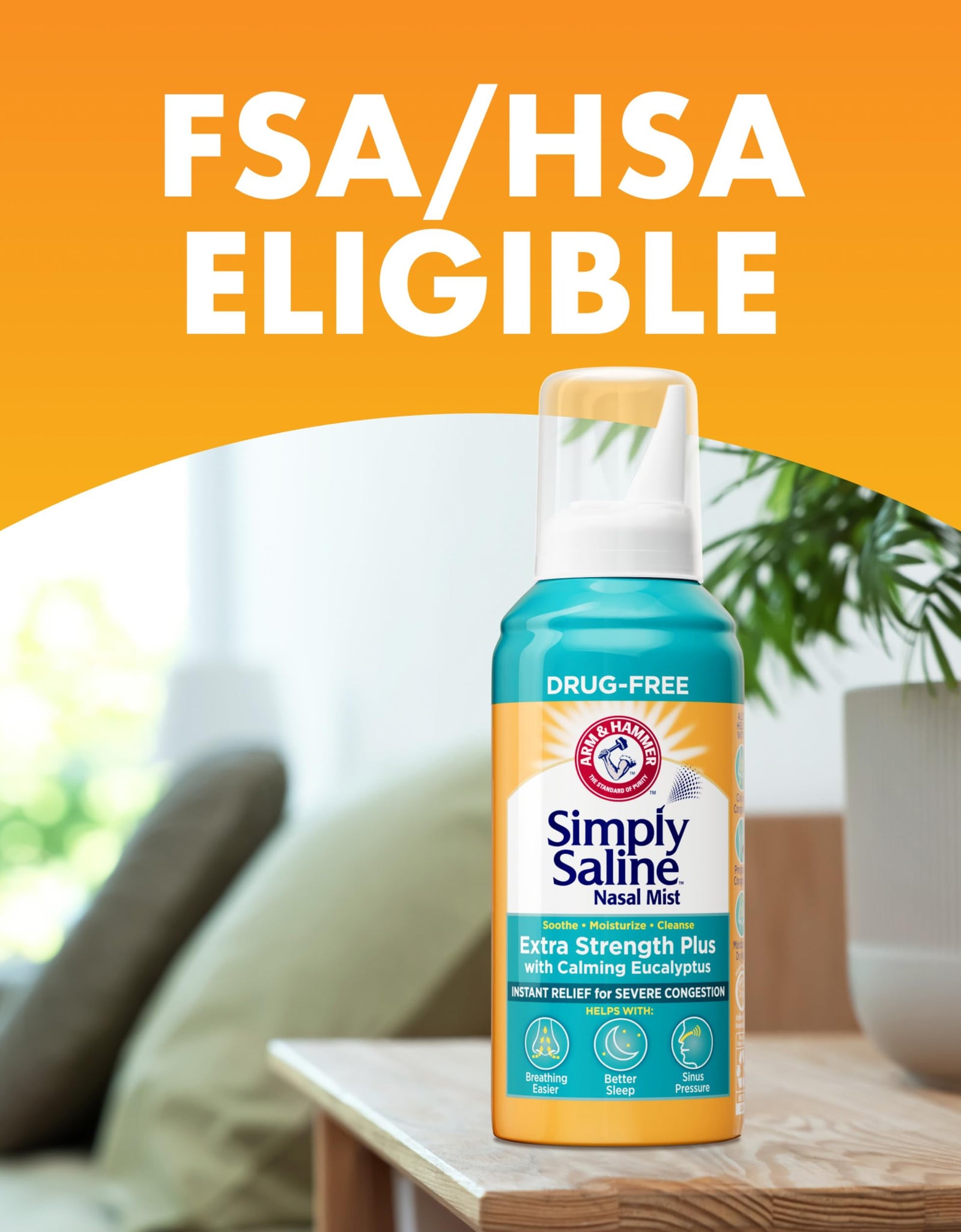 ARM & Hammer Simply Saline Extra Strength Plus Eucalyptus Nasal Mist 4.6 oz