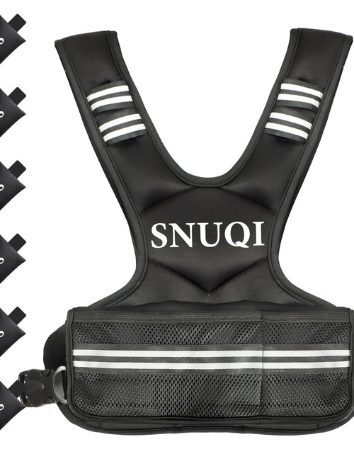Load image into Gallery viewer, SNUQI Adjustable Weighted Vest with 6 Ironsand Weights Black Size 9-18 lb
