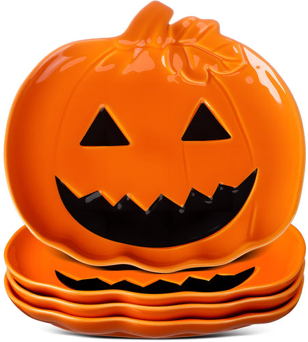 LemonRoad Halloween Ceramic Pumpkin Candy Dishes 7.87'' Orange 4 Pcs