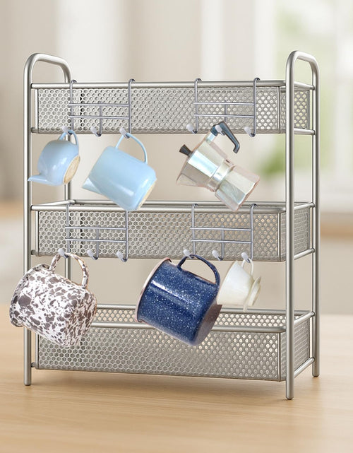 Load image into Gallery viewer, Dimeho 12pcs 3 Hook Wire Shelving Attachment Silver 3.74x3.27x1.38in
