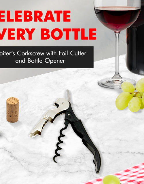 Load image into Gallery viewer, Chef Craft Select Waiters Corkscrew Foil Cutter Bottle Opener 5in Black
