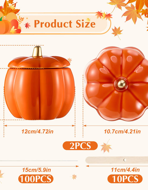 Load image into Gallery viewer, Sliner 2 Pcs 7oz Ceramic Pumpkin Jar Candle Holder Orange Fall Decor
