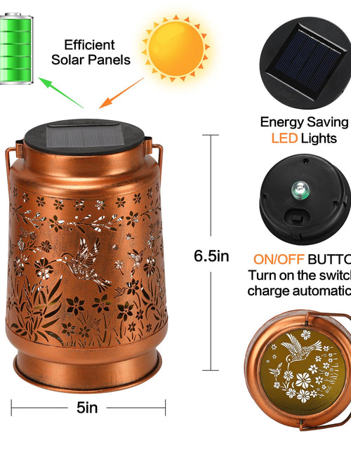 Load image into Gallery viewer, kaakuuki Hummingbird Solar Lantern Outdoor Waterproof Metal LED Bronze
