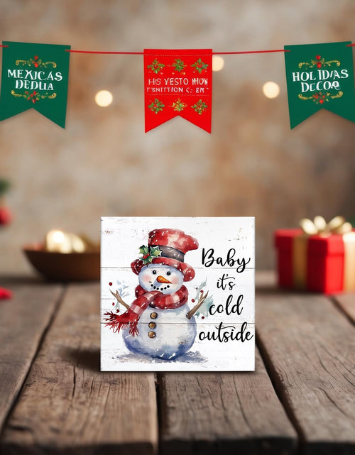 Load image into Gallery viewer, XDFVL Wooden Box Sign Baby It's Cold Outside Snowman Christmas 5x5 Inch
