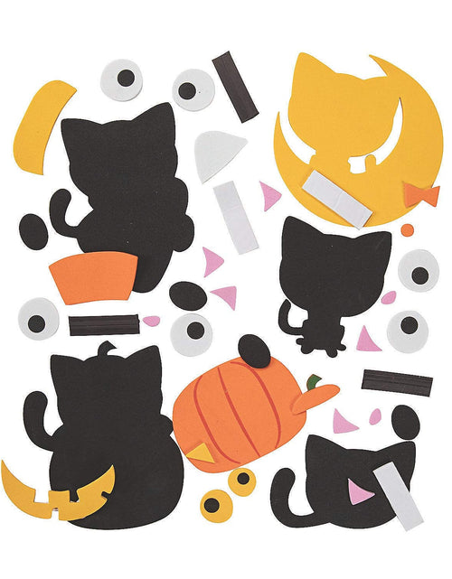 Load image into Gallery viewer, Fun Express Halloween Cat Magnet Craft Kit 12 Pieces
