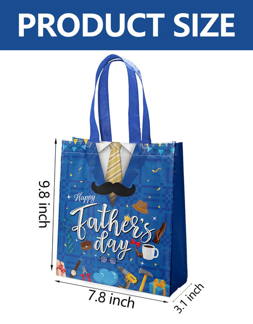 Load image into Gallery viewer, delaimastor 16Pcs Father's Day Non-Woven Gift Bags Blue Black 7.8x3.1x9.8in
