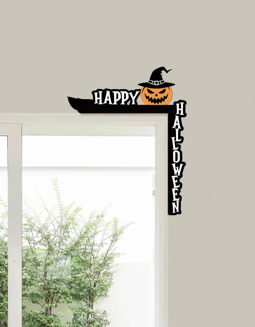 Load image into Gallery viewer, SIXEIGHT Halloween Pumpkin Witch Hat Door Corner Sign Decoration 8.5x6.9"
