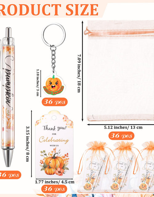 Load image into Gallery viewer, AmazingSpark 36 Sets Fall Baby Shower Favors Pumpkin Pens Keychains Orange
