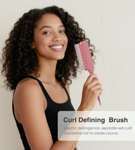 AM 8:00 Curly Hairbrush Curl Defining Voluming Styling Tool Pink