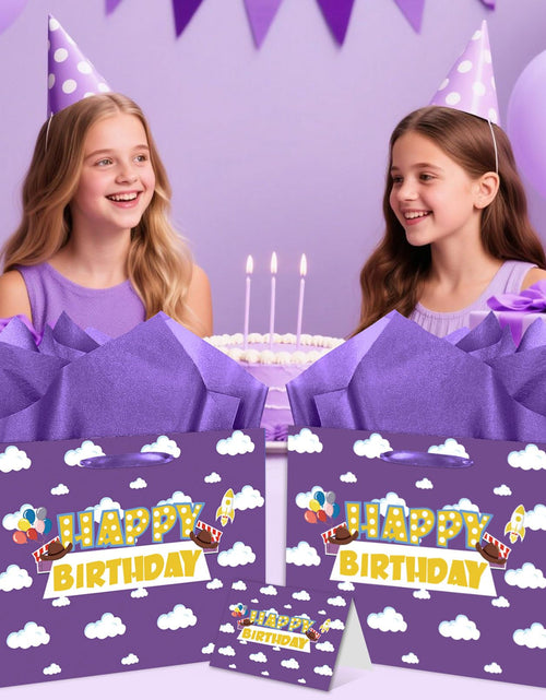 Load image into Gallery viewer, Purple Cloud Birthday Gift Bag with Card &amp; Tissue Party Baby Shower Decorations
