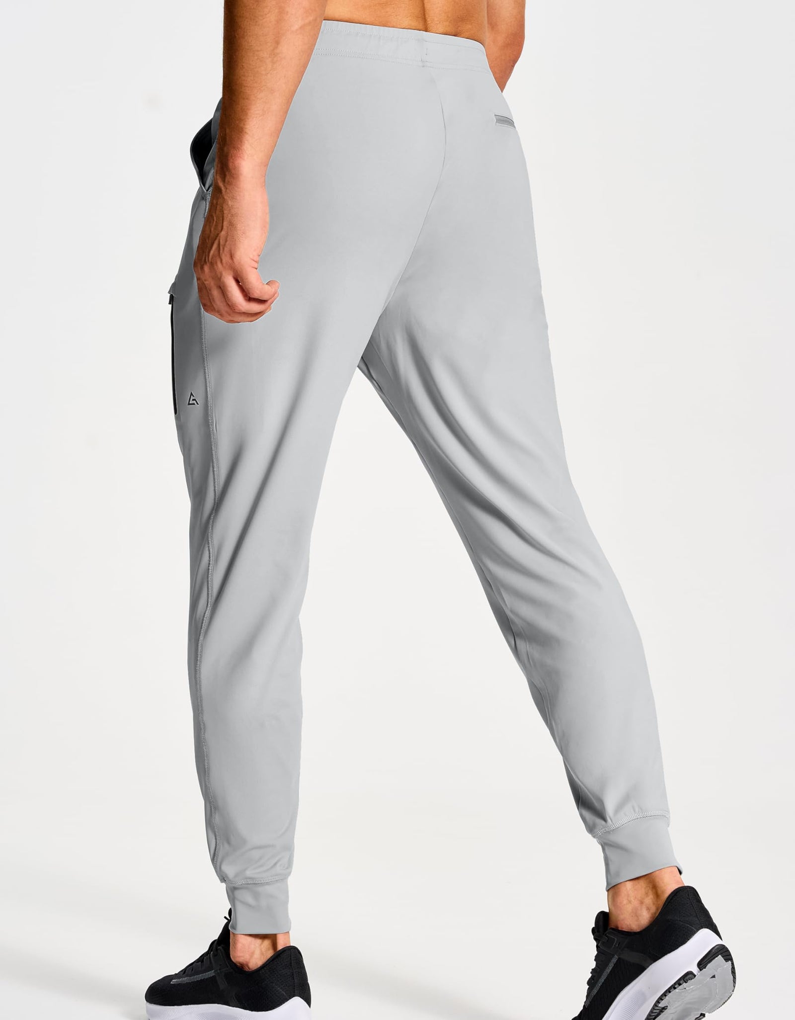 MUZEGE Men's Athletic Joggers Sweatpants Lightweight Running Light Grey Size L