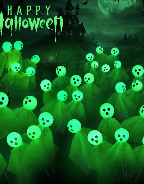 Load image into Gallery viewer, VIHOSE 6 Pack 36 LED Green Solar Halloween Ghost Pathway Lights Outdoor

