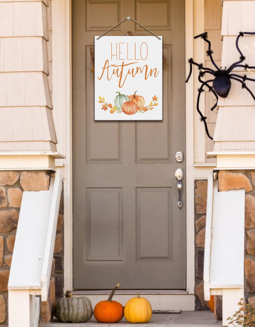 Load image into Gallery viewer, Hello Autumn Rustic Wood Wall Sign Fall Decor Seasonal Harvest Farmhouse
