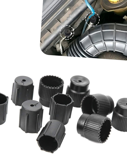 Load image into Gallery viewer, lekudo Car A/C Service Port Cap Kit 10pcs 0.5" Low &amp; 0.6" High Pressure Black
