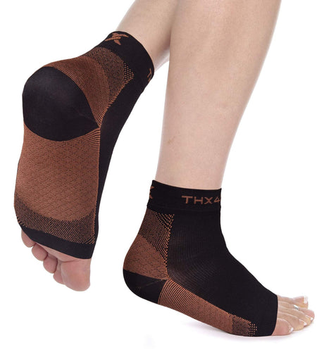 THX4COPPER Compression Foot Sleeves Copper Infused Arch Support Gray Navy Size L