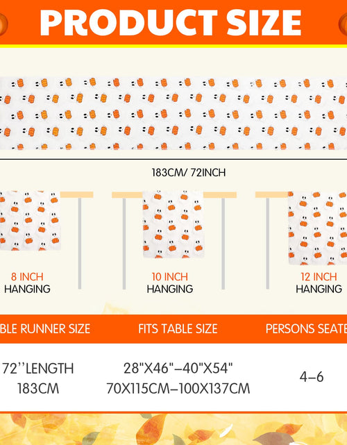 Load image into Gallery viewer, Frienda Fall Ghost Pumpkin Table Runner Ivory Plush 13x72 Inch
