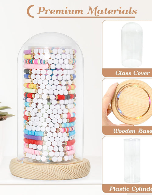 Load image into Gallery viewer, Aolamegs Friendship Bracelets Organizer with Lights Transparent Rustic Wood Base
