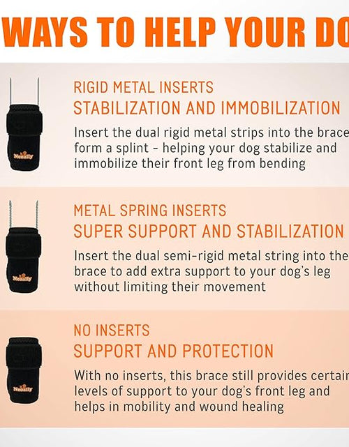 Load image into Gallery viewer, NeoAlly 3-in-1 Front Leg Dog Splint Brace: Rigid &amp; Spring Inserts, Safety Reflective Straps (Pair)
