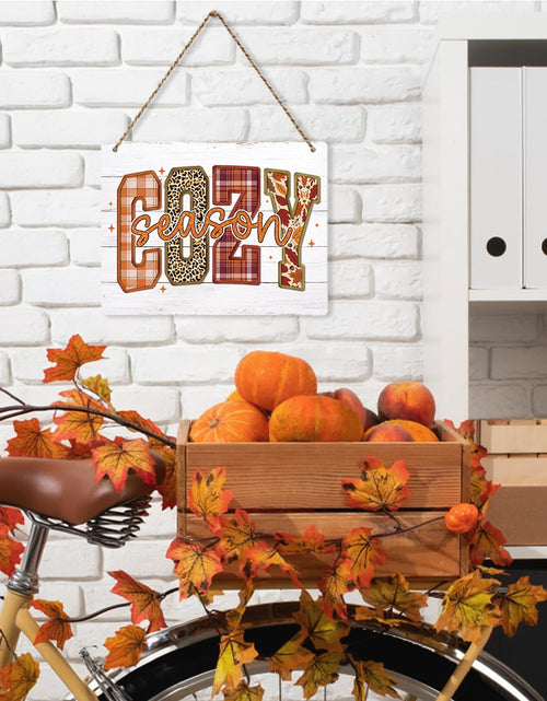 Load image into Gallery viewer, BELLOWDEER Hey There Pumpkin Rustic Wood Hanging Sign Fall Decor 8x10 Inches
