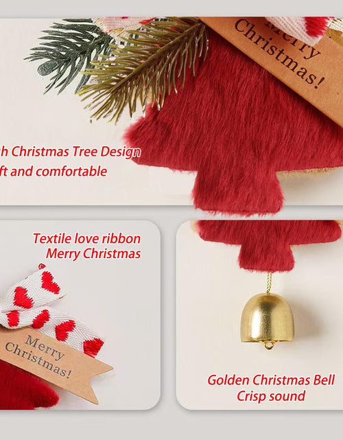 Load image into Gallery viewer, DILAGG Christmas Decorations Fuzzy Tree Ornaments Plush Pendant Gold Bell Red

