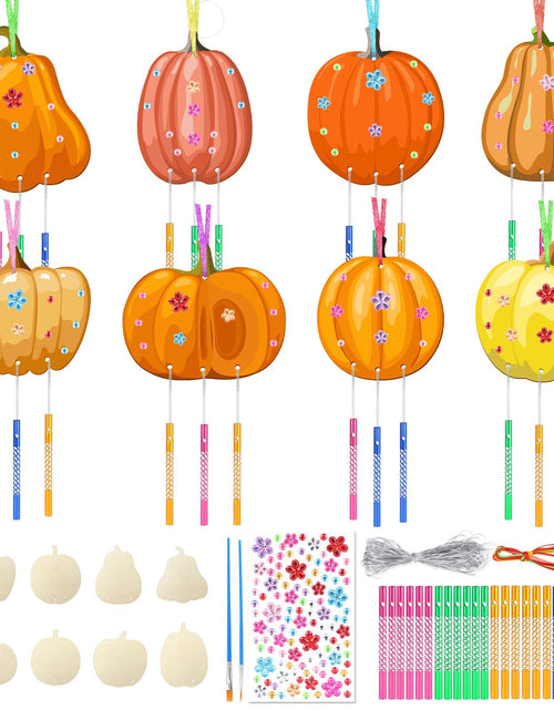 Load image into Gallery viewer, SRIZIAN Pumpkin Wind Chimes Kit DIY Wood Crafts Kids Autumn Party 8 Pack
