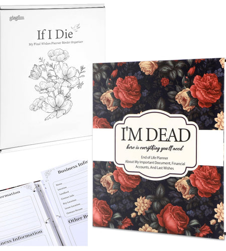 gisgfim I'm Dead Now What End of Life Planner Organizer Binder 8.5x11 Flower