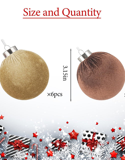Load image into Gallery viewer, Xmastell 12 Pcs Velvet Christmas Ornaments Set Coffee Brown 3.15 Inch
