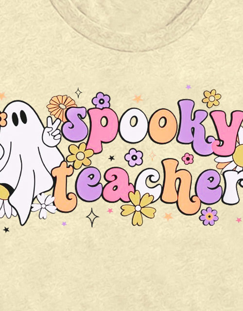 Load image into Gallery viewer, MAIHUN Women's Halloween Teacher Ghost Cartoon T-Shirt Cream Size L
