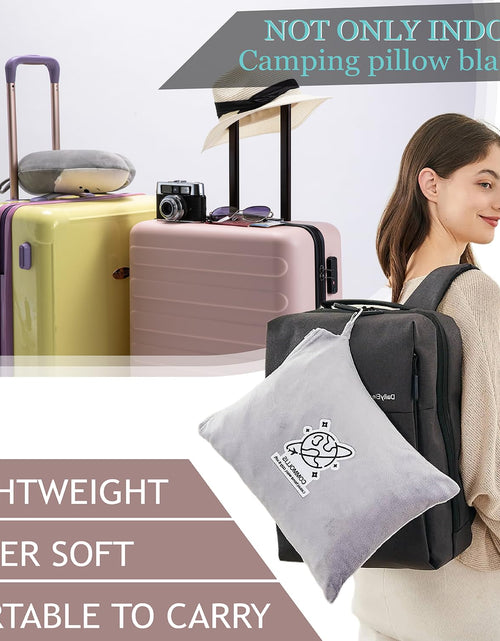 Load image into Gallery viewer, Commollis 2-in-1 Travel Blanket &amp; Pillow Lightgray Compact Warm All-Season
